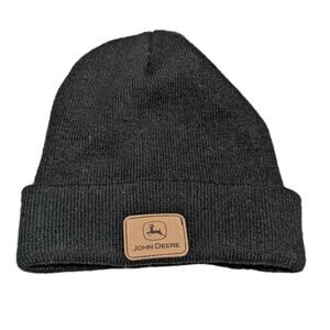 John Deere Men's Micro Fleece Lined Beanie Black with Patch Logo One Size